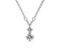 Collar con colgante único de 2 piedras para mujer, chapado en oro blanco de 18 quilates con cristales de Swarovski, 2 hermosas piedras de cristal brillantes, collar de plata para mujer, MSRP - 119