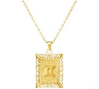 Collar con colgante unisex para Zodiaco, hecho de acero inoxidable, cadena ajustable de 51 a 60 cm, con diseño geométrico de moda (NC24Y0699-2)