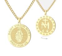 Collar con cruz de la Virgen María Virgen de Guadalupe Nuestra Señora de Guadalupe Madre María Colgante de doble cara Medalla milagrosa Amuleto Joyería de fe católica Regalo de bautismo (oro 2)