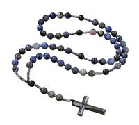 Collar Con Cruz De Piedra Natural, Cadena De Cuentas De Hematita, Collar De Piedras Preciosas Naturales Para Hombres Y Mujeres, Joyería Artesanal De Cristal Curativo Para La Oración Y La Meditaci