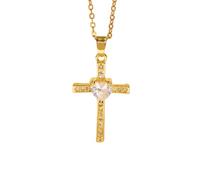 Collar Con Cruz Para Mujer Y Niña, Chapado En Oro De 18 Quilates, Con Circonitas Cúbicas Y Colgante De Cruz. Collar Con Colgante Geométrico, Gargantilla, Delicada Joyería De Diamantes, Regalos R