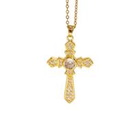Collar Con Cruz Para Mujer Y Niña, Chapado En Oro De 18 Quilates, Con Colgante De Cruz Y Circonitas Cúbicas. Collar Con Colgante De Corazón. Gargantilla Con Delicado Colgante De Diamantes. Regalo