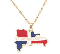 Collar con Dije De Bandera De Mapa Dominicano, Colgante Esmaltado, Gargantilla con Contorno De País, Cadena para Suéter, Joyería Patriótica De Hip Hop, Regalos para Mujeres Y