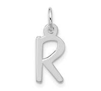 Collar con dije de letra de bloque inclinado grande de oro blanco de 10 quilates de 6,3 mm con monograma personalizado para mujer, One Size, Metal Oro blanco Oro metal Oro blanco, No es una piedra