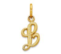 Collar con dije de letra de satén de oro amarillo macizo de 10 quilates con monograma personalizado con inicial L para mujer