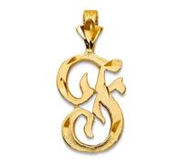 Collar con dije de letra de satén sólido de oro amarillo de 10 quilates con nombre personalizado con monograma inicial F para mujer