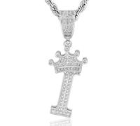 Collar con dije de letra inicial, A-Z, juego de cobre, colgante de corona de circonita de 23.6 pulgadas, collares con colgante galvanizados que no se deslustran, accesorios minimalistas diarios, 60,96