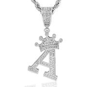 Collar con dije de letra inicial, A-Z, juego de cobre, colgante de corona de circonita de 23.6 pulgadas, collares con colgante galvanizados que no se deslustran, accesorios minimalistas diarios, 60,96