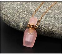 Collar con dijes de cadena dorada de fluorita de cristal rosa natural Amethys collar difusor de aceite esencial de piedra -9 fluorita