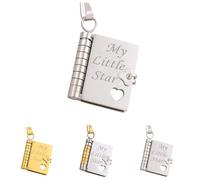 Collar con diseño de libro My Little Star con 6 páginas de mensaje, una letra para mi hija, collar de joyería, colgante que se puede abrir, regalo ajustable, talla única, Acero inoxidable, No es una