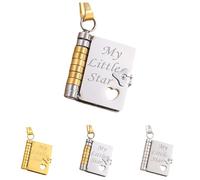 Collar con diseño de libro My Little Star con 6 páginas de mensaje, una letra para mi hija, collar de joyería, colgante que se puede abrir, regalo ajustable, talla única, Acero inoxidable, No es una