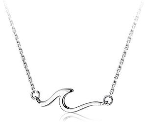Collar con diseño de onda del océano para mujeres, niñas, niños, plata 925, línea minimalista, colgante, collar gargantilla cadena ajustable de 18 pulgadas Sea Beach joyas de verano regalo para amante