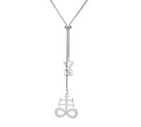 Collar con el sigilo de Lucifer para mujer Colgante con cruz de Leviatán para hombre Sello demoníaco de Satanás Ocultismo Lucifer Satánico Baphomet Talismán Religioso Joyería Pagano Regalo (Plata)