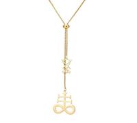 Collar con el sigilo de Lucifer para mujer Colgante con cruz de Leviatán para hombre Sello demoníaco de Satanás Ocultismo Lucifer Satánico Baphomet Talismán Religioso Joyería Pagano Regalo (Oro)
