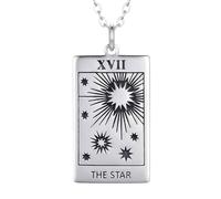 Collar con estrella de carta del tarot de esperanza y poder |LK_NLC_02892 | plated 22mm round sun ray medallion charm necklace celestial nature inspired pendant with 18 inch cable
