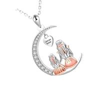 Collar con forma de luna creciente con colgante de árboles de la vida, regalo para el día de la madre, cadena ajustable Kirsite, collar ajustable para la familia, One Size, como se describe, como se