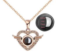 Collar con foto, collar de proyección personalizado con dije interior de imagen, joyería personalizada con colgante de corazón, regalo para cumpleaños o aniversario, talla única, Acero aleado, No es