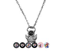 Collar con foto de proyección personalizada con imagen en el interior, collar con alas de ángel, te amo en 100 idiomas, joyería de memoria romántica, colgante conmemorativo para mujeres, hombres