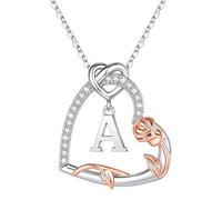 Collar con inicial Z, collar brillante para el día de San Valentín, accesorios metálicos, suministros de fiesta, accesorios de ropa, regalo para ella y niñas adolescentes, B-A, Taille unique