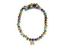 Collar con Iniciales Multicolor para Mujer, Cuentas Artesanales Hechas a Mano, Efecto Translúcido Brillante, Su Irregularidad en Tamaño, Forma y Color, Garantiza que tu Pieza es Única y Exclusiva. (R)