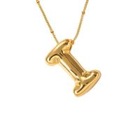 Collar con letra de burbuja, chapado en oro, colgante de inicial de globo con cadena de cuentas, joyería delicada de regalo para mujer, collar de joyería de moda para mujer (I, talla única), Aleación