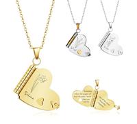 Collar con libro personalizado que se puede abrir para mujeres y hombres, colgante con mensaje oculto grabado a medida de 6 páginas, joya de acero inoxidable, regalo para amiga, esposa o madre