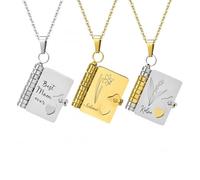 Collar con libro personalizado que se puede abrir para mujeres y hombres, colgante con mensaje oculto grabado a medida de 6 páginas, joya de acero inoxidable, regalo para amiga, esposa o madre