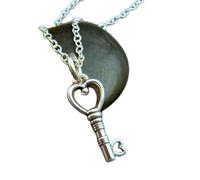 Collar con llave de corazón en plata de ley 925. Joyas románticas de amor. Llave maestra pequeña. Llave de pergamino victoriana. Pequeño colgante para uso diario | Con cadena de 45 cm | Chapado en