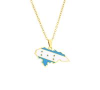 Collar con Mapa De Honduras: Colgante De Bandera con Esmalte Artístico Elegante, Cadena De Clavícula Geométrica, Colgante De Joyería para Mujeres, Hombres, Accesorios De Ador