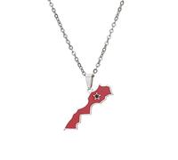Collar Con Mapa De La Bandera De Marruecos Para Hombres Y Mujeres, Patrón Geométrico Étnico De Marruecos De Joyería De Frontera Del País, Collar Con Dijes De Hip Hop, Elegante Collar De Amistad