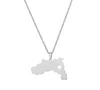Collar Con Mapa De País Y Ciudad Brillante De La Región De Tigray Etiopía. Joyas Étnicas Huecas Con Forma De Corazón Para Hombres Y Mujeres Regalos De Recuerdo De Viaje Cadenas De Suéter Unisex.