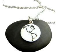 Collar con mapa del mundo en plata de ley 925, atlas, globo terráqueo, continente, joyería sencilla, colgante para el Día de la Tierra, regalo para viajeros apasionados por los viajes | Con cadena