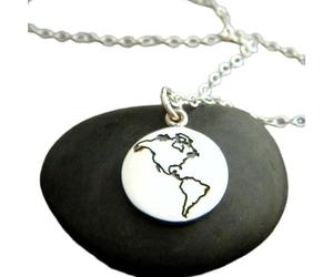 Collar con mapa del mundo en plata de ley 925, atlas, globo terráqueo, continente, joyería sencilla, colgante para el Día de la Tierra, regalo para viajeros apasionados por los viajes | Con cadena