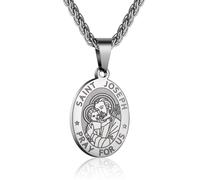 Collar con medalla de San Jos de acero inoxidable de P. BLAKE Colgante cat lico de San Jos Ruega por nosotros con cadena