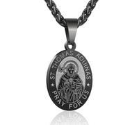 Collar con medalla de Santo Tom s de Aquino, de acero inoxidable, color negro, para hombre y ni o, de P. Blake