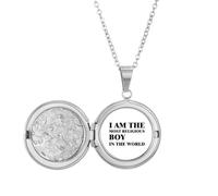 Collar con medallón Art Deco con texto en inglés "I Am The Religious Boy", joyería para regalo de cumpleaños