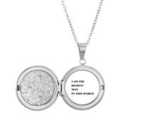 Collar con medallón Art Deco con texto en inglés "I Am The Richest Man", joyería para regalo de cumpleaños