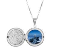 Collar con medallón Art Deco de la torre oscura del océano, joyería para regalo de cumpleaños