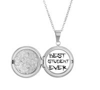 Collar con medallón con cita de Best Student Ever Teacher, joyería para regalo de cumpleaños