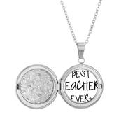 Collar con medallón con cita de Best Teacher Ever Words, joyería para regalo de cumpleaños