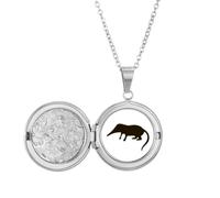 Collar con medallón con diseño de musaraña negra con diseño de animales, joyería para regalo de cumpleaños