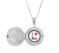 Collar con medallón con diseño de palabras "I Love Paris", regalo de cumpleaños