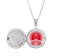 Collar con medallón con emblema nacional chino, símbolo rojo, joyería para regalo de cumpleaños