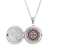 Collar con medallón con símbolo chino de Four Blessings para guardar fotos, regalo de cumpleaños