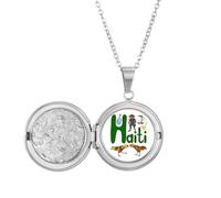 Collar con medallón con símbolo nacional de Haití para guardar fotos, regalo de cumpleaños