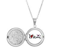 Collar con medallón con texto en inglés "I Love Korea Word Flag Love Heart Illustration", joyería para regalo de cumpleaños