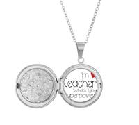 Collar con medallón con texto en inglés "I'm a Teacher What's your Superpower", joyería para regalo de cumpleaños