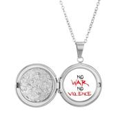 Collar con medallón con texto en inglés "No war no violence love peworld", joyería para regalo de cumpleaños