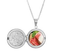 Collar con medallón con textura de carne cruda y pierna de cordero para guardar fotos, regalo de cumpleaños