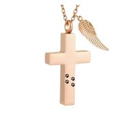 Collar con medallón cruzado de metal inoxidable con compartimento de almacenamiento invisible para cenizas, collar de cenizas de metal inoxidable